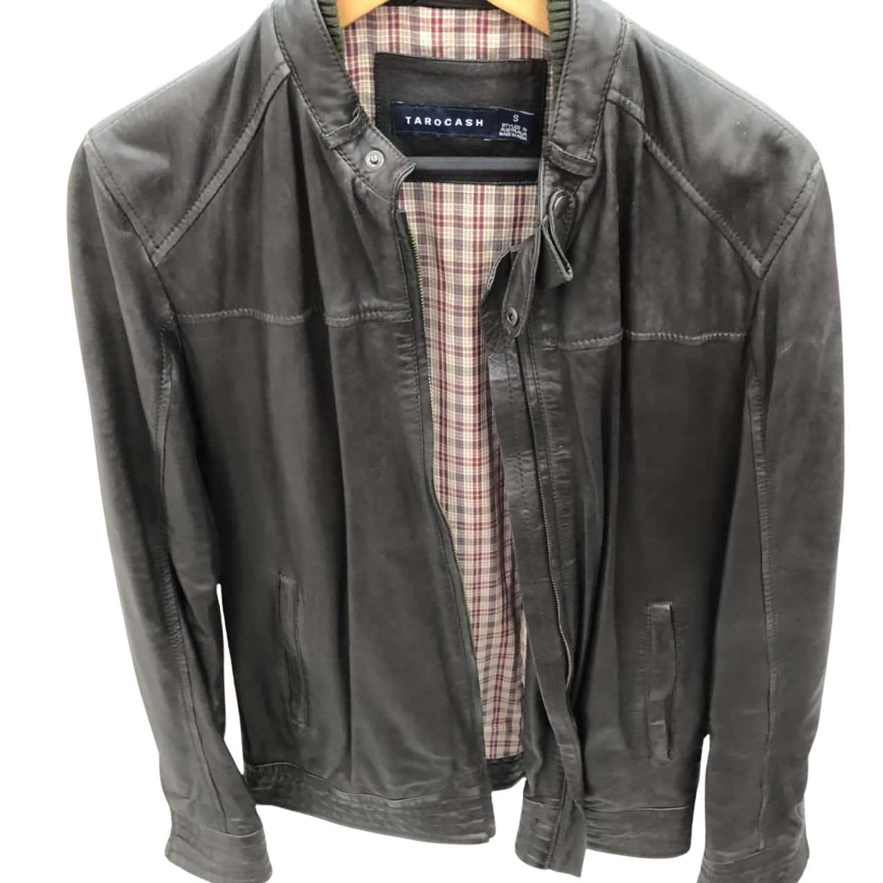 Tarocash Mens Size S Front Zipper Brown Leather Jacket(s)