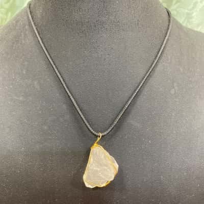 Womens Black  / White clear Quartz Crystal necklace