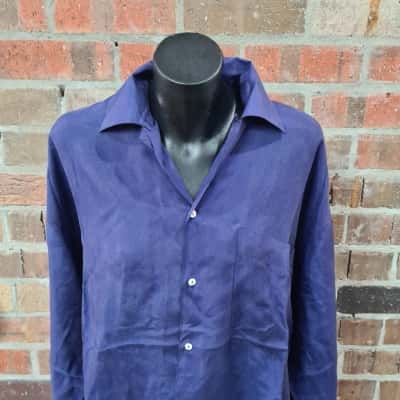 Saba - Mens Size L Long Sleeve 100% Silk Shirt
