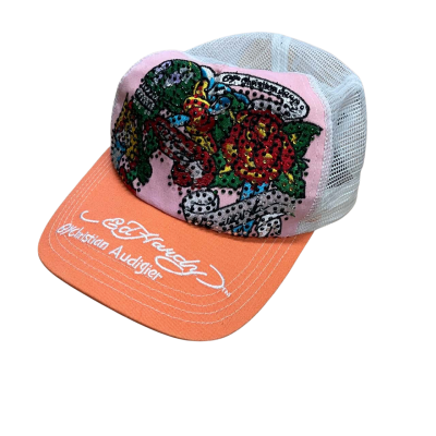 Y2K Ed Hardy Christian Audigier Bedazzled Pink Hat