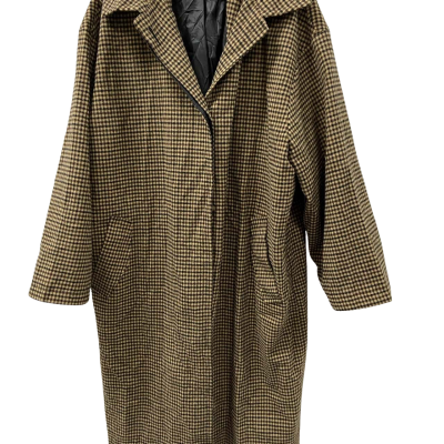 ASOS polyester brown gingham coat, Size 18