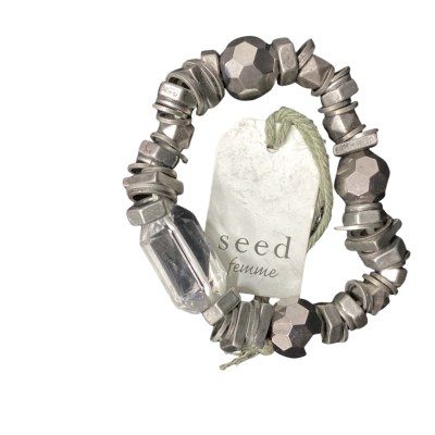 Seed Elasticated Bracelet Silver 