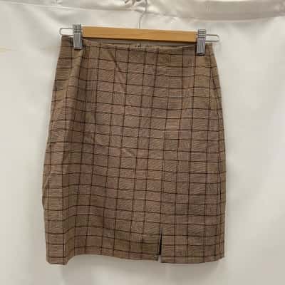 Kookai Women's Skirt Size 34 Brown / Checked 