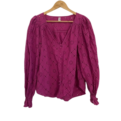 Kivari Womens  Size 10 Button Up Top / Long Sleeve Top Pink  