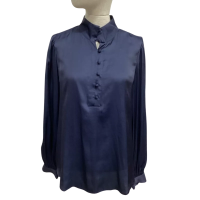 Witchery Womens  Size 8 Long Sleeve Shirt Navy Blue 