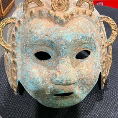 Old Chinese Dynasty Bronze Ancient Warrior Generals Helmet