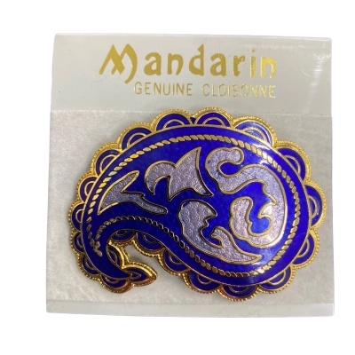  Womens enamelled cloisonné Brooch5.5cm. Blue, gold.