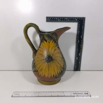 Vintage Ceramic Hand Painted Pitcher Sunflower Jug 