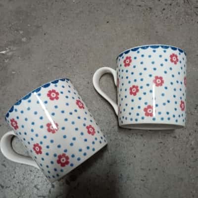 2 x Johnson Brothers Spot Daisy Coffee Mugs