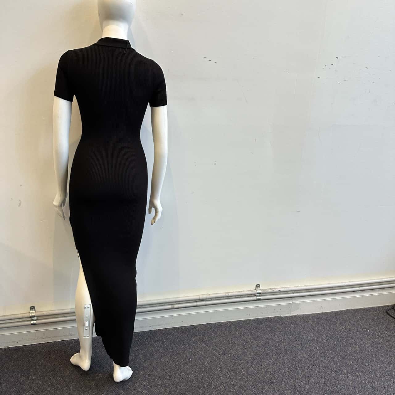 Glassons Women's Size S Stretch Ribbed Maxi Dress Black (s)