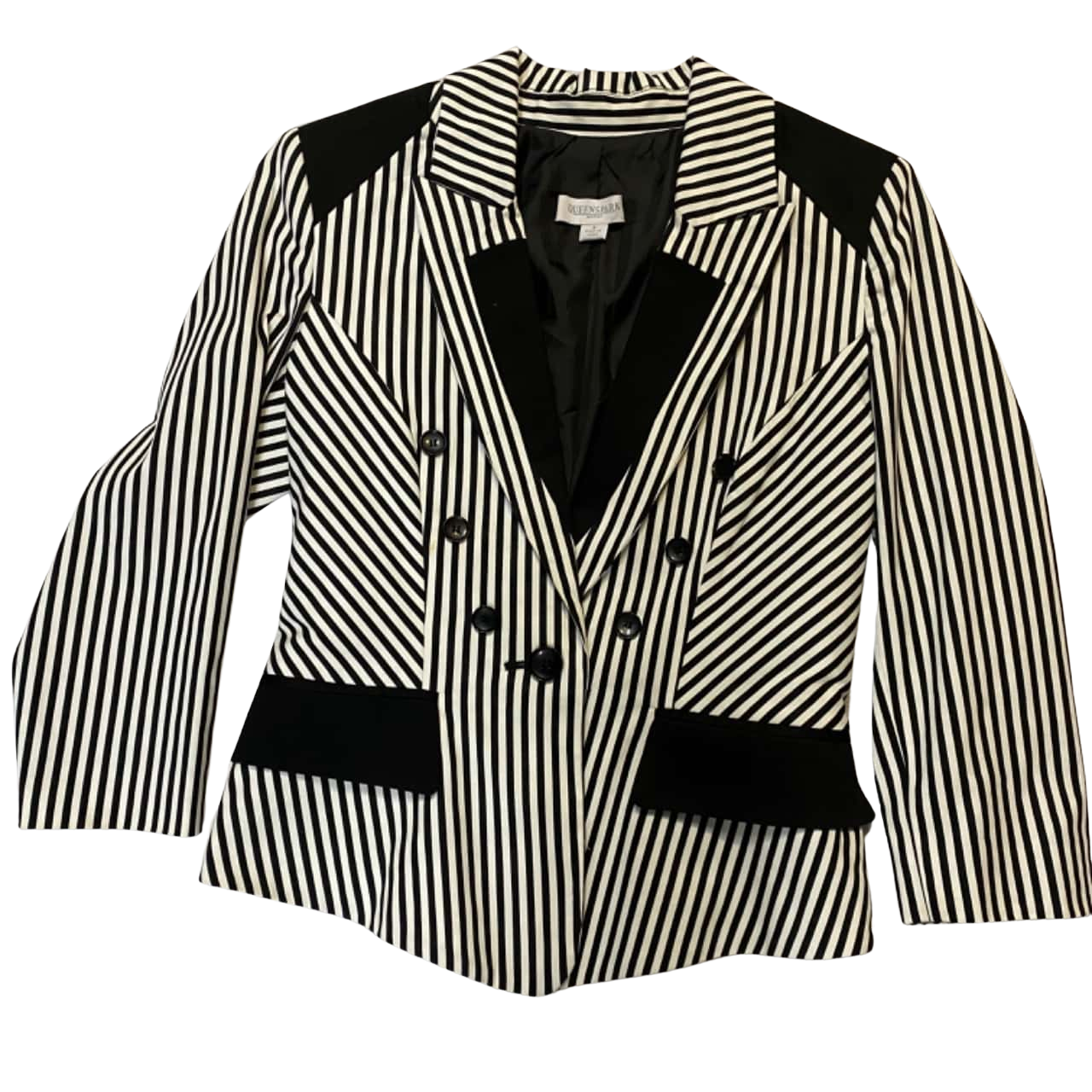 Women Black & White Striped Fleece Hooded Jacket