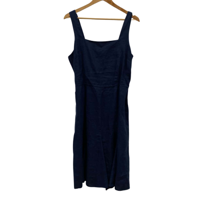 Target Women's Pure Linen Sleeveless Dress Size 14 Navy Blue 