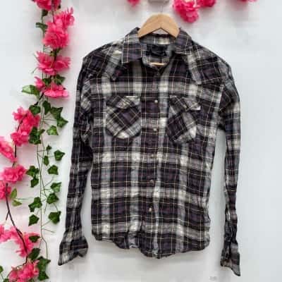 St Goliath Womens Long Sleeve Shirt Size S Brown / Checked 