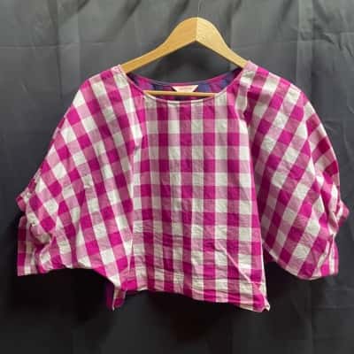 Gorman Womens Size S Pink/Purple/White Gingham Crop Top