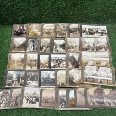 Collection Of Antique Stereoview Cards x 32