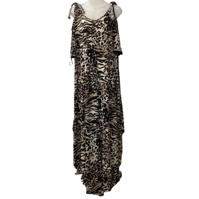 Brand New - Taking Shape - Womens Sunset Essential Jumpsuit Natures Way Print - Size 18 - Beige / Black (RRP $159.95)  