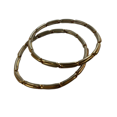 Set of 2 Gold & Silver-tone Linked Metal Bangles