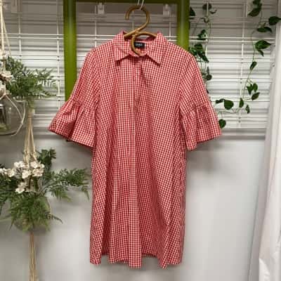 Emme Marella Womens Short Sleeve Checkered Dress, Size 6