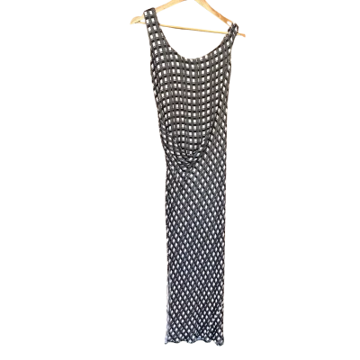 Bianca Spender Black/White Checked Gathered Dress Size 2