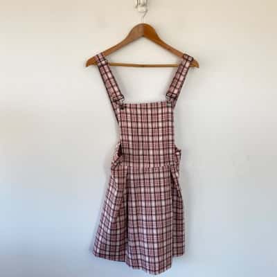 Sweet Vengeance Pink Checked Pinnafore Overall Skirt Size S 