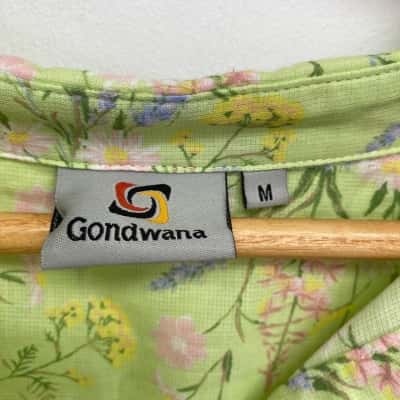 Gondwana Green Floral 3/4 Sleeve Shirt Size M 