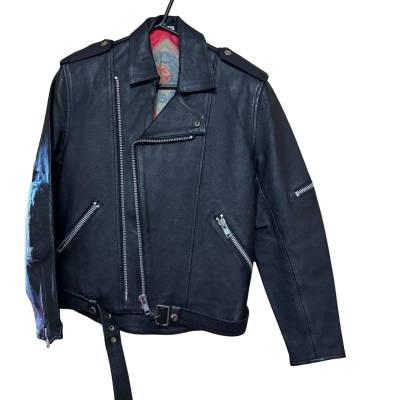 Vintage Jasper Air Mens Black Leather Biker Jacket 