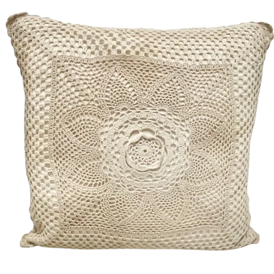 Vintage Crocheted Cushion Cover & Vintage Table Cloth/Runner