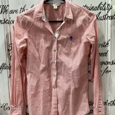 Brooks Brothers Womens  Size 0 / 6 Button Up Top / Long Sleeve Shirt Coral / Striped 
