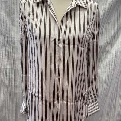 Forever New *NEW WITH TAGS RRP$89.99 Womens  Size 10 Long Sleeve Shirt Brown / Cream 
