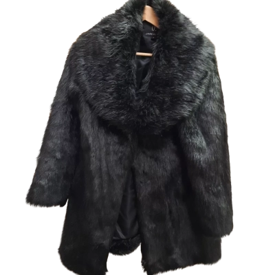 UNREAL FUR Premium Black Faux Fur Coat in Size M
