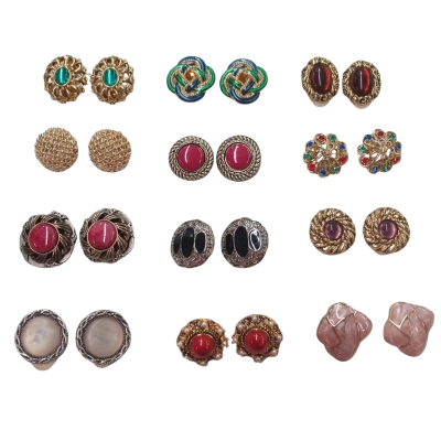 12 Assorted Clip On Earrings 