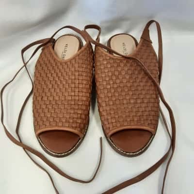 Kelsi Dagger size 6.5 woven Style lace-up Ankle Plaited  leather sandals