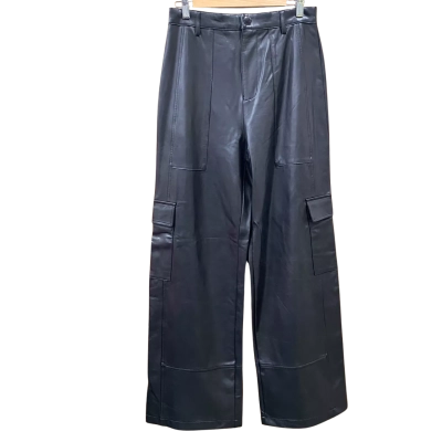 Guess Black Faux-Leather Cargo Pants Size M