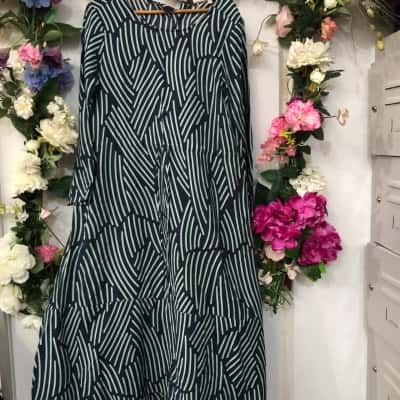 ELK Size 10 Maxi Dress Navy Blue / Turquoise 