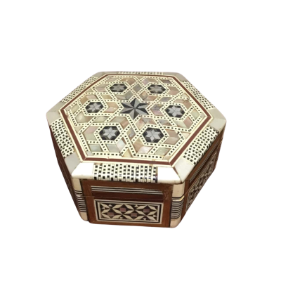 Intricate Box. 10 X 5 CM Approx. Brown Cream Maroon Silver And Rainbow