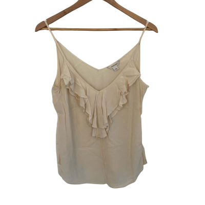 Country Road Womens  Size L Silk Cami  / Shoestring Strap Top Champagne / Off White 