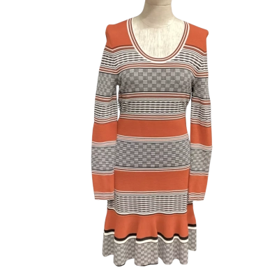 NEW - Marcs  Size M Bodycon  Long Sleeve Dress Black  / Brown / White 