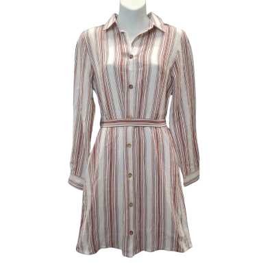 Dissh Women's Size 6 Long Sleeve Brown / Cream Dress 