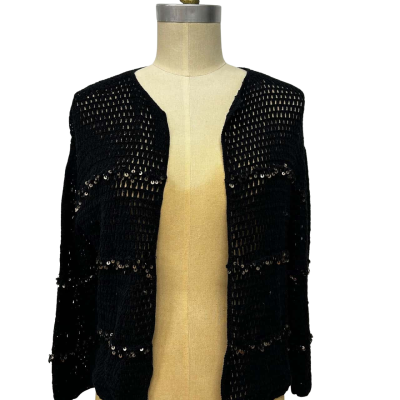 Joie Black Crochet Cardigan with sequins