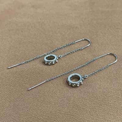 Womens Mimco Dangling Diamanté Studded Circles 