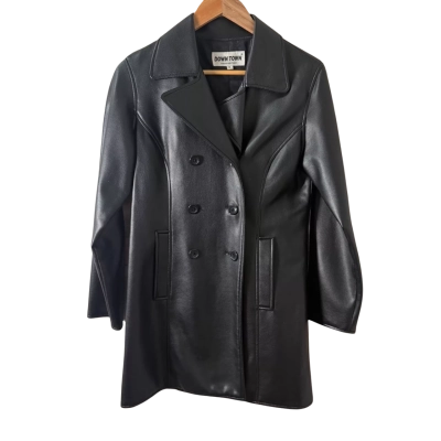 Down Town Womens  Size 12 Leather Jacket Black  