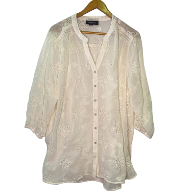 Autograph Womens  Size 18 3/4 Sleeve Top Off White 
