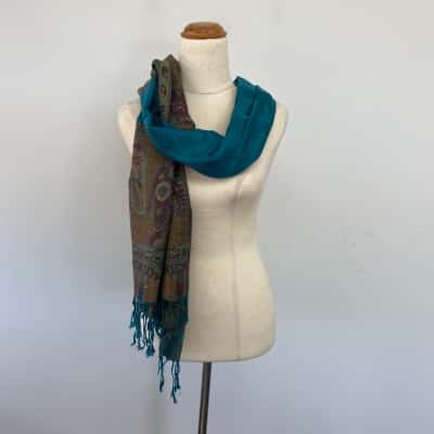 Pashmina Turquoise Elephant Pattern Scarf  