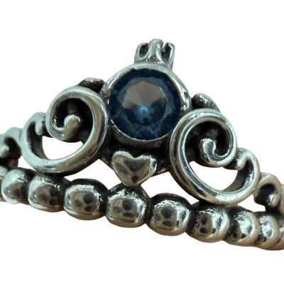 Pandora Womens Disney Sterling Silver Ring with Blue Stone - retired