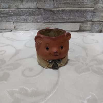 Vintage 1970s anthropomorphic teddy bear stoneware cup