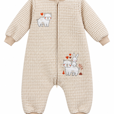  Ollie's Place Beary Huggable Cream Quilted Sleepsuit – 18–36 Months
