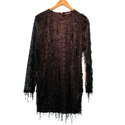 Pretty Little Thing Womens  Size 14 Long Sleeve Dress Black  
