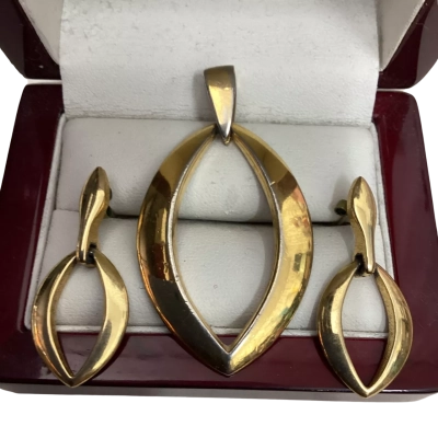 Vintage Oroton Womens Earrings / Pendant Gold Tone