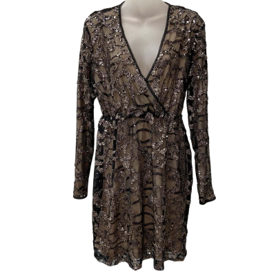 Boohoo Long Sleeve Sequin Dress Size 16