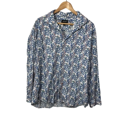 Pierre Cardin Mens Size XXL White / Blue / Orange / Teal Floral Long Sleeve Shirt 